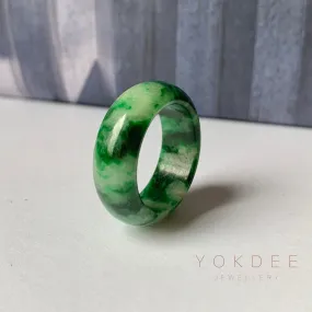 19mm A-Grade Natural Floral Imperial Jadeite Abacus Ring Band No.162219F