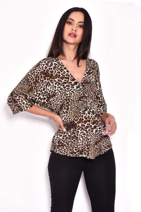 Animal Print Tie Detail Top