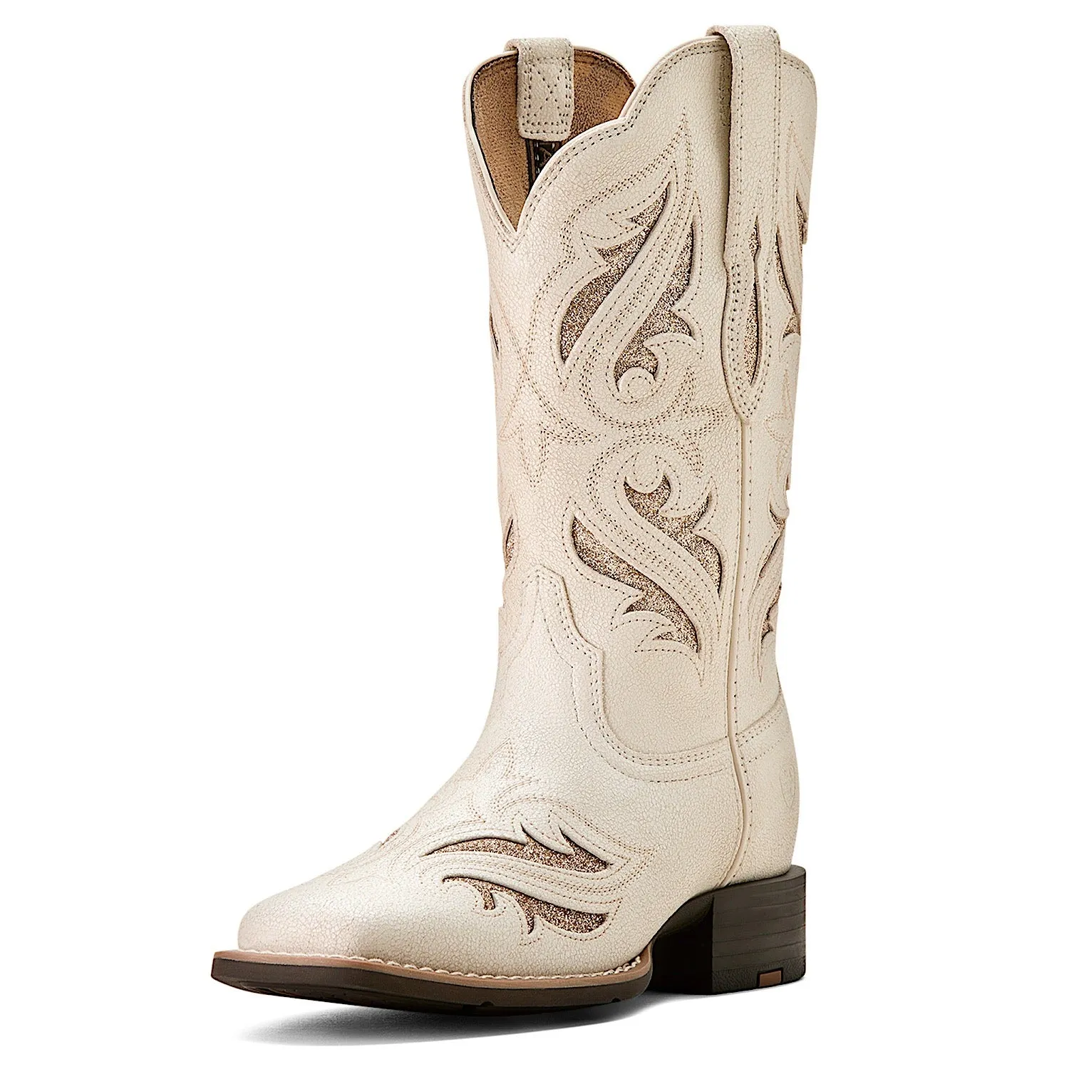 Ariat Women's Round Up Bliss Western Boot Distressed Ivory