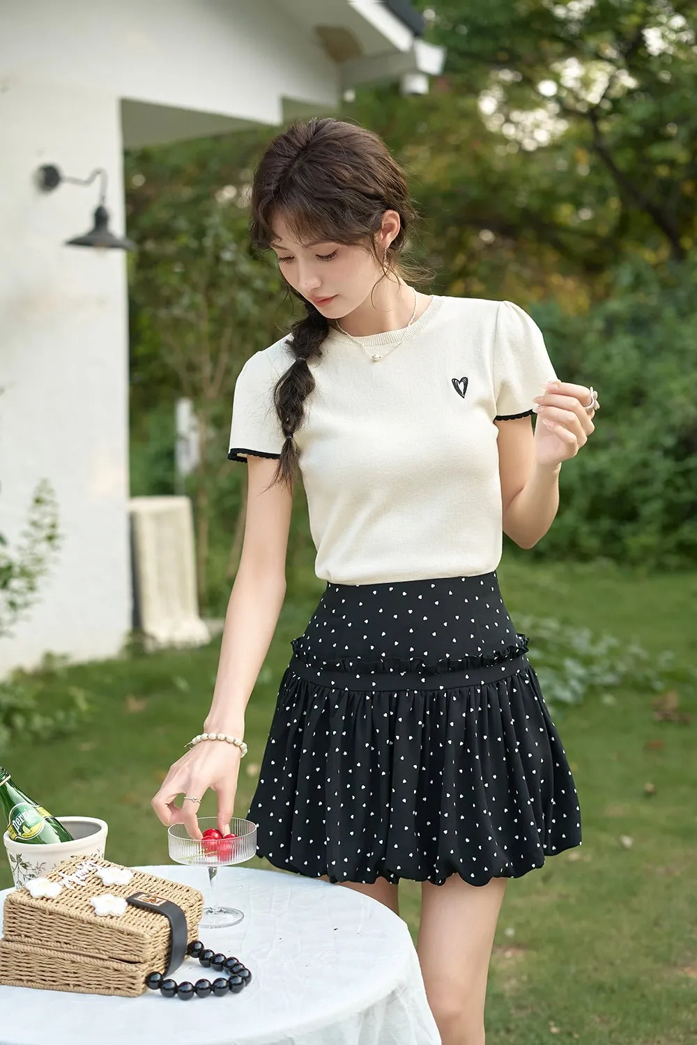 Black Floral Mini Skirt for Women