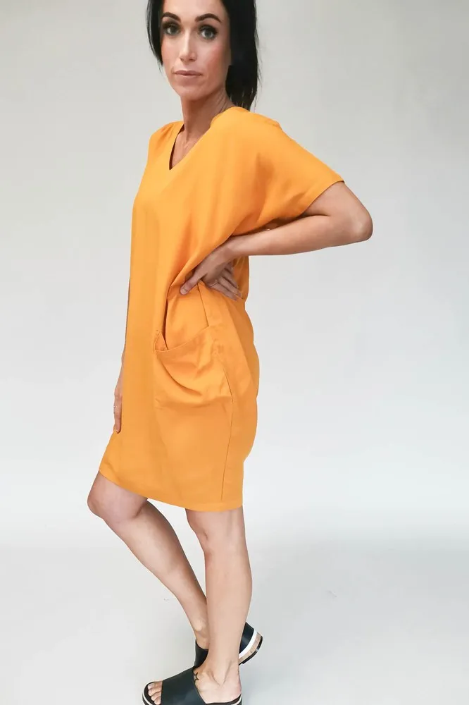 Freez Pocket Dress Mustard