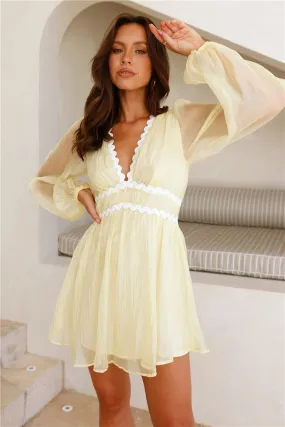 It's Your Chance Long Sleeve Mini Dress Yellow